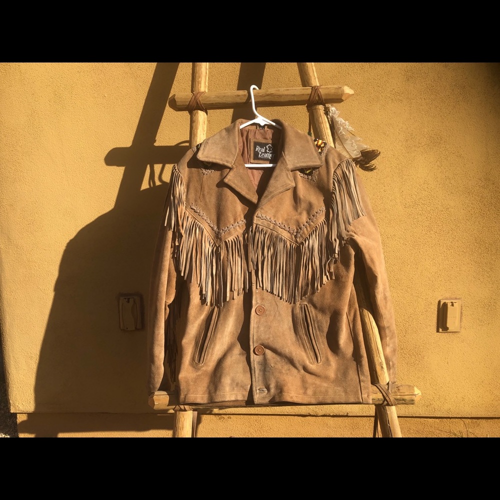 Real Leather Beadwork Fringe Jacket